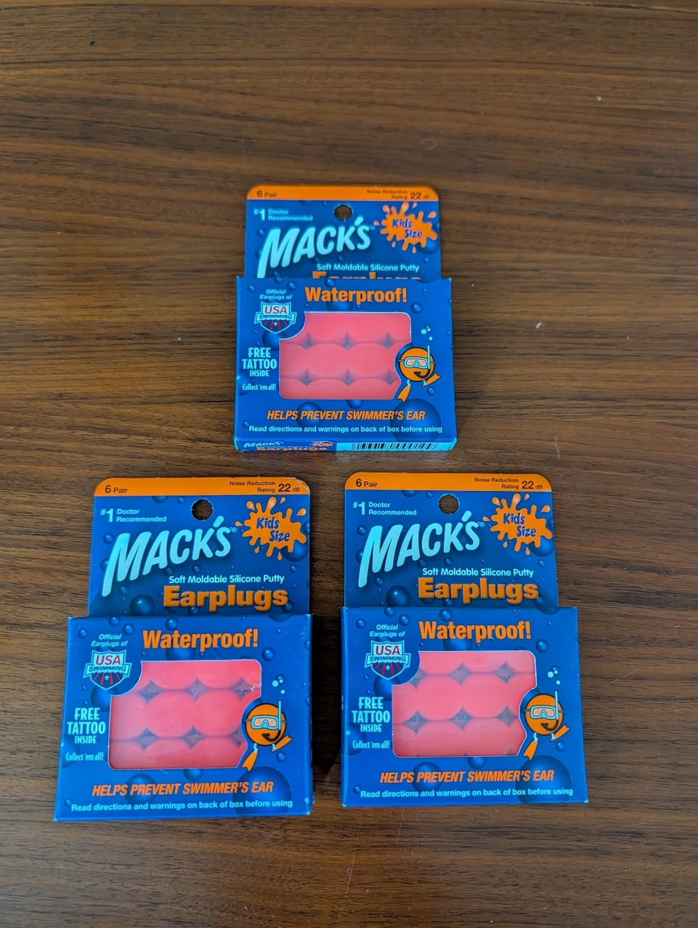 Mack's Kids Swim Ear Plugs Waterproof Moldable Silicone Pack of 3 New